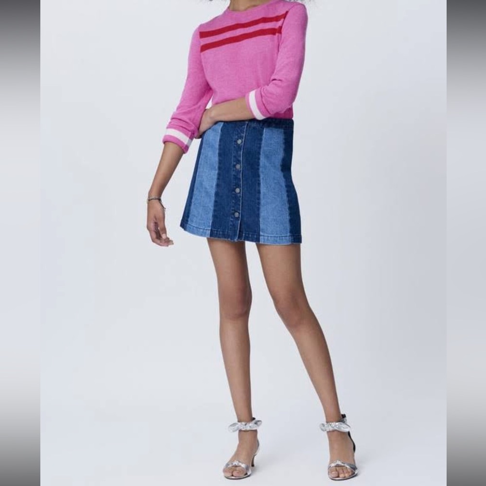 Rebecca Minkoff Beatty Denim Skirt Size:6 Patchwork